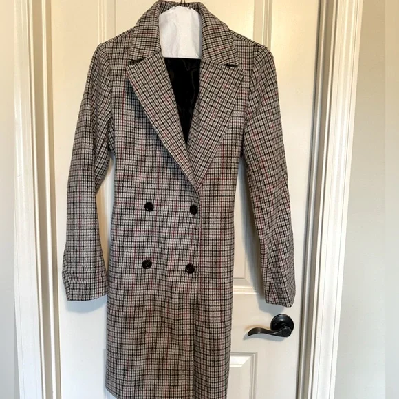 Missguided Houndstooth Peacoat, Size 4 Tall (GUC) - Picture 3 of 8